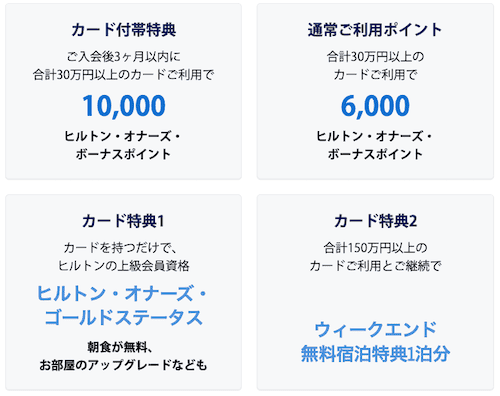 ヒルトンアメックス一般カードのキャンペーン情報
